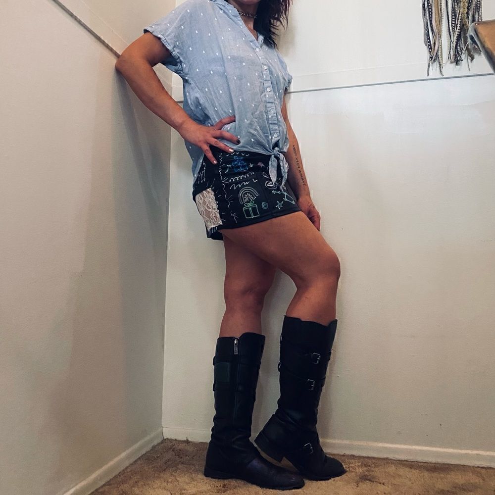 Medium Blue Cloth & Stone Short Sleeve Button Down Top